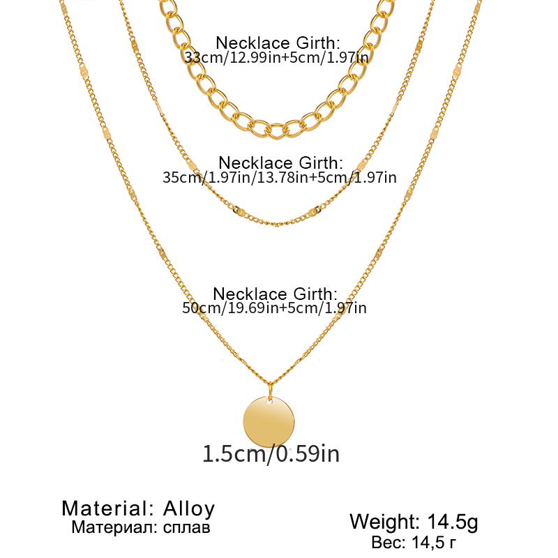 Women's Chain Disc Layered Necklace for Party