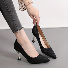 Women's Satin Pointed Toe Slip-On Stiletto Heels Pumps