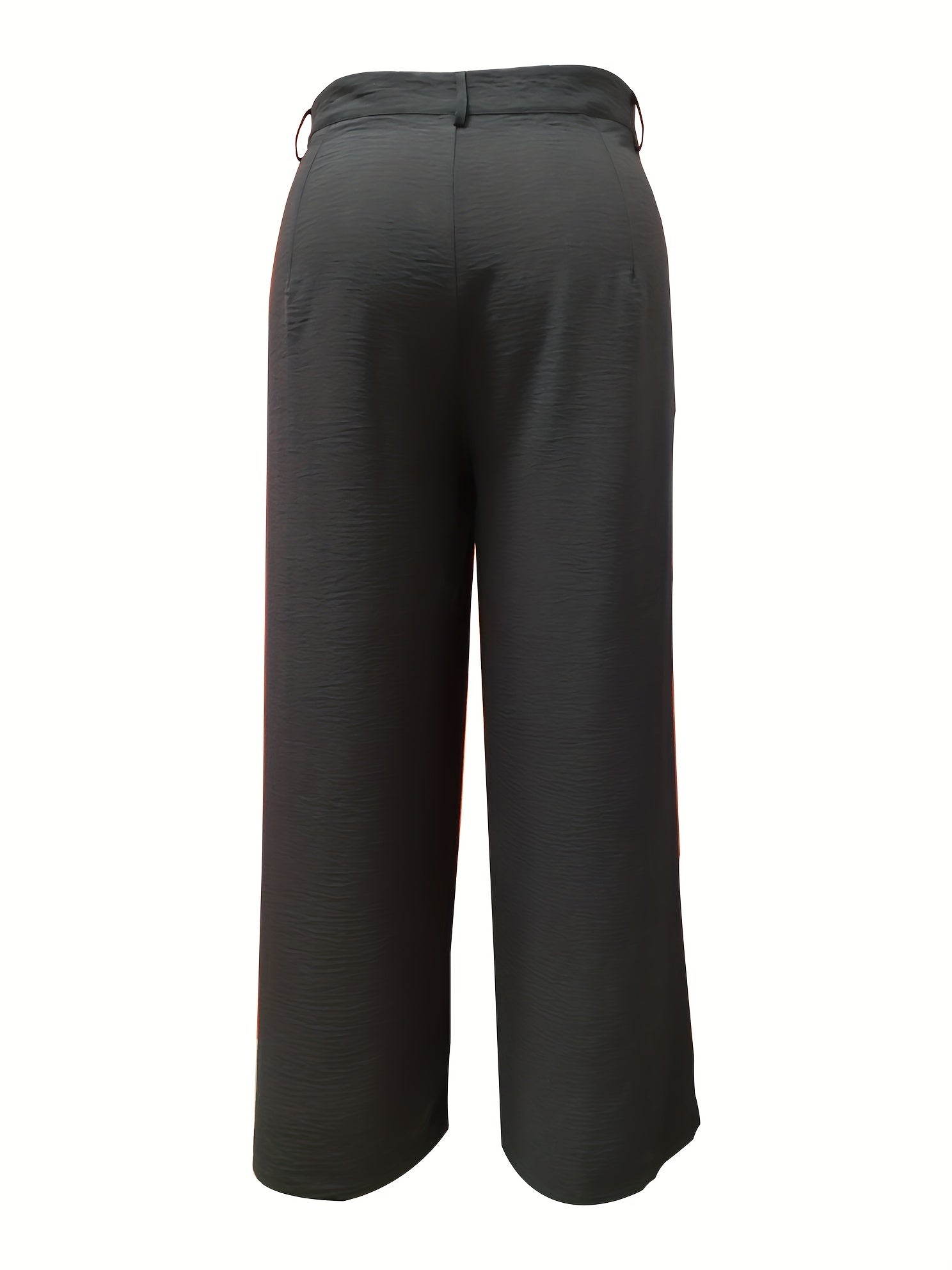 Women's Plus Solid Wide Leg Pants High Rise Button Fly