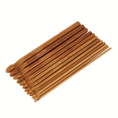 12pcs Bamboo Crochet Carbonated Wooden Crochet Diy Sweater Weaving Needle Set