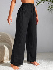  Retro Pants Women's Plus Solid Waffle Elastic Semi Sheer High Rise