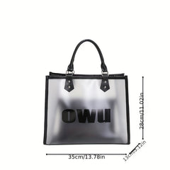 Transparent Letter Print Tote Bag Large Capacity PVC Handbag