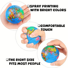 ROYLANZ 12pcs World Map Squeeze Balls Foam Finger Exercise Toys for Kids