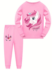 Kid's 2pcs Unicorn Pajamas Set Long Sleeve Top & Pants Comfy PJ Loungewear