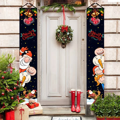 Christmas Porch Couplet Sign Banner Santa Hangs Decorations