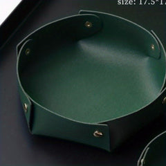 PU Leather Folding Storage Tray Key Storage Box Desktop Organizer