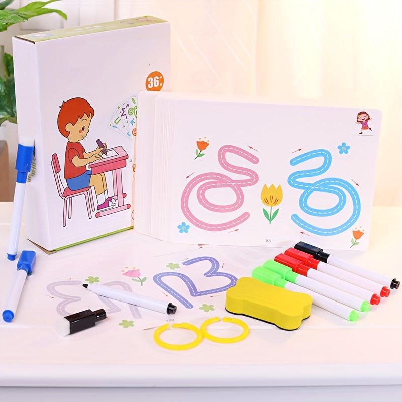 50pcs Children's Control Pen Training Cards Reusable Set Left Right Brain Toys