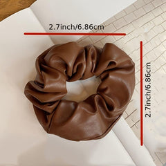 Leather Hair Scrunchies Ponytail Holders Thick Hair Bands Elastic Ties