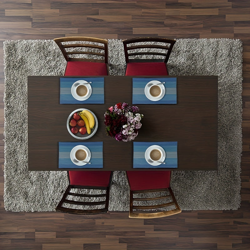 4pcs Dark Vinyl Striped Placemat for Dining Table Decor