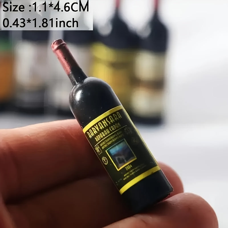 10 Mini Resin Wine Bottles for Dollhouse Crafts