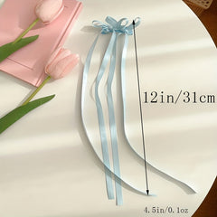 4 Pcs Braided Hair Ribbons Bow Hair Clip Ponytails Streamers
