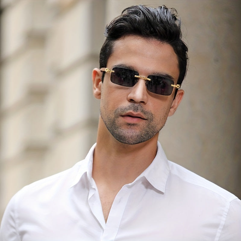 Men's Rimless Sunglasses for Outdoor UV Protection