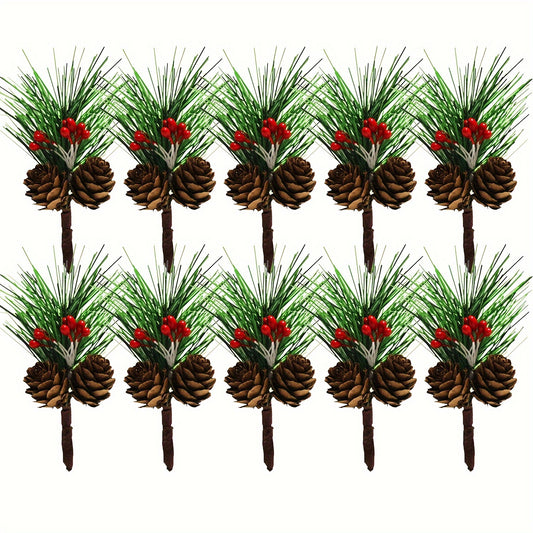 10pcs Artificial Pine for Christmas Floral Arrangements, Wreaths & Decor