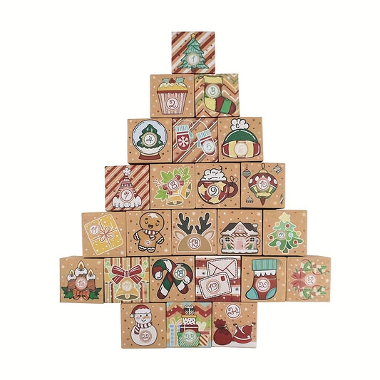 24pcs Christmas Advent Calendar Candy Box 24 Days Countdown