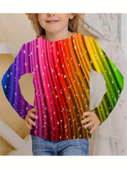 3D Rainbow Graphic T shirt For Girls Fall Winter