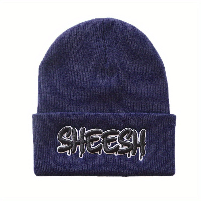 SHEESH Embroidery Cold Hat Warm Knitted Wool Hat For Men And Women