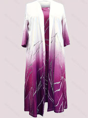  Floral Print Cardigan & Cami Dress Outfits 2 Piece Set
