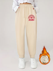 Women's Plus Size Joggers with Fleece Liner & Drawstring