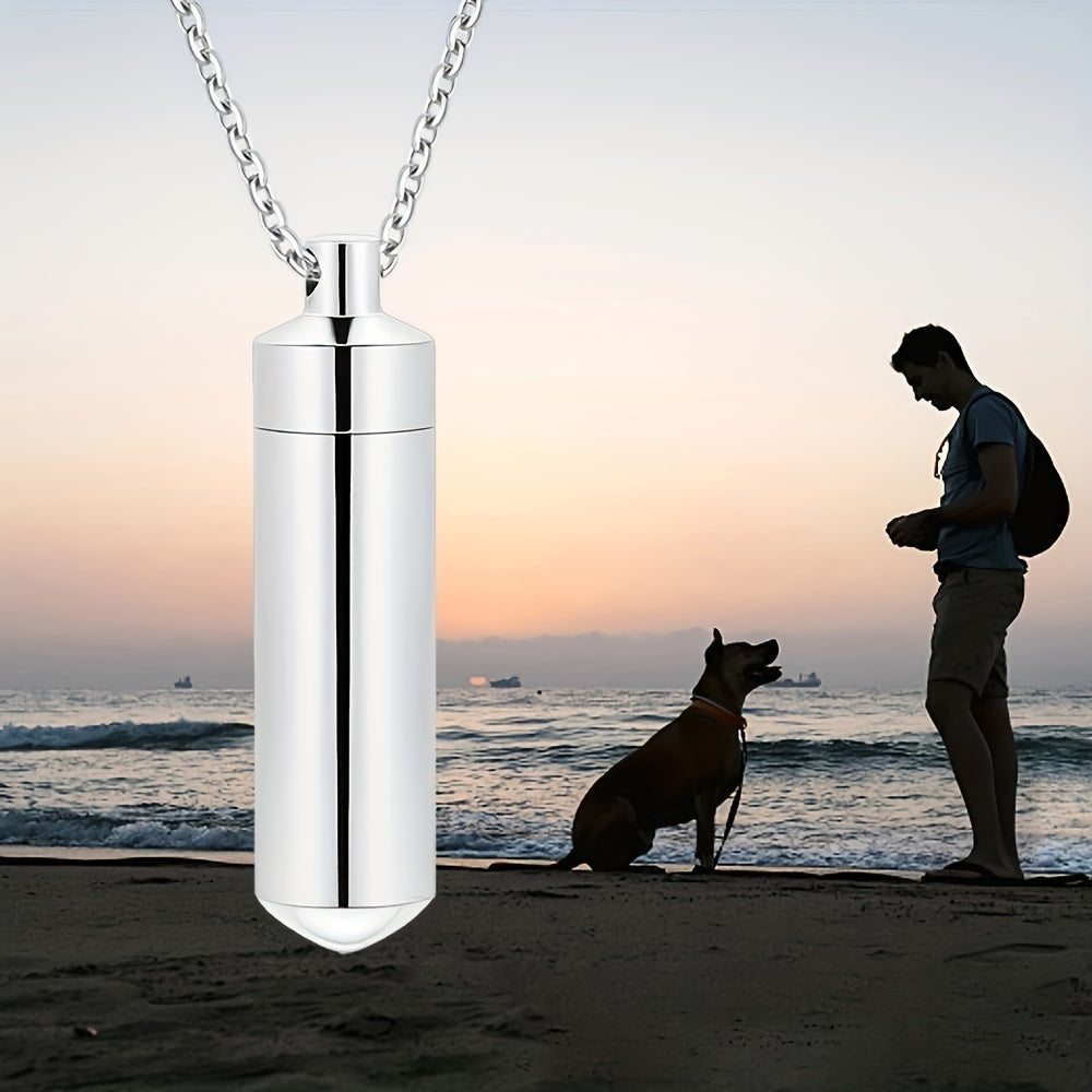 Eternal Pet Remembrance Cylinder Cremation Necklace Dog Ashes Urn