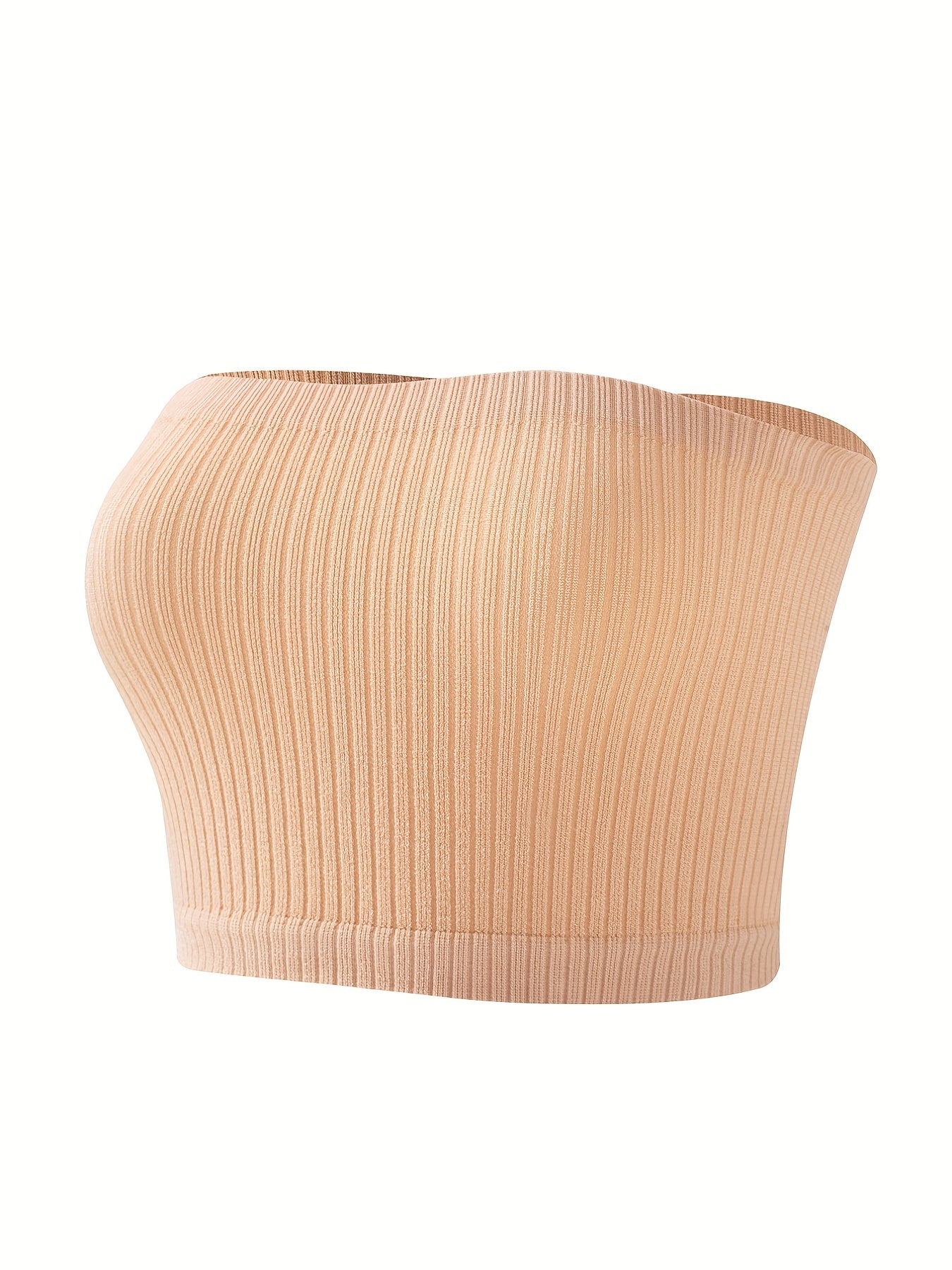 8pcs Ribbed Strapless Bandeau Bras Soft Stretch Everyday Bra Women's Lingerie