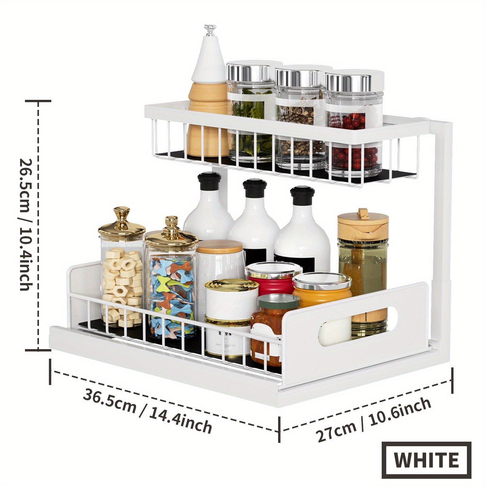 Under Sink Organizer 2 Tier Pull Out Cabinet Storage Shelf