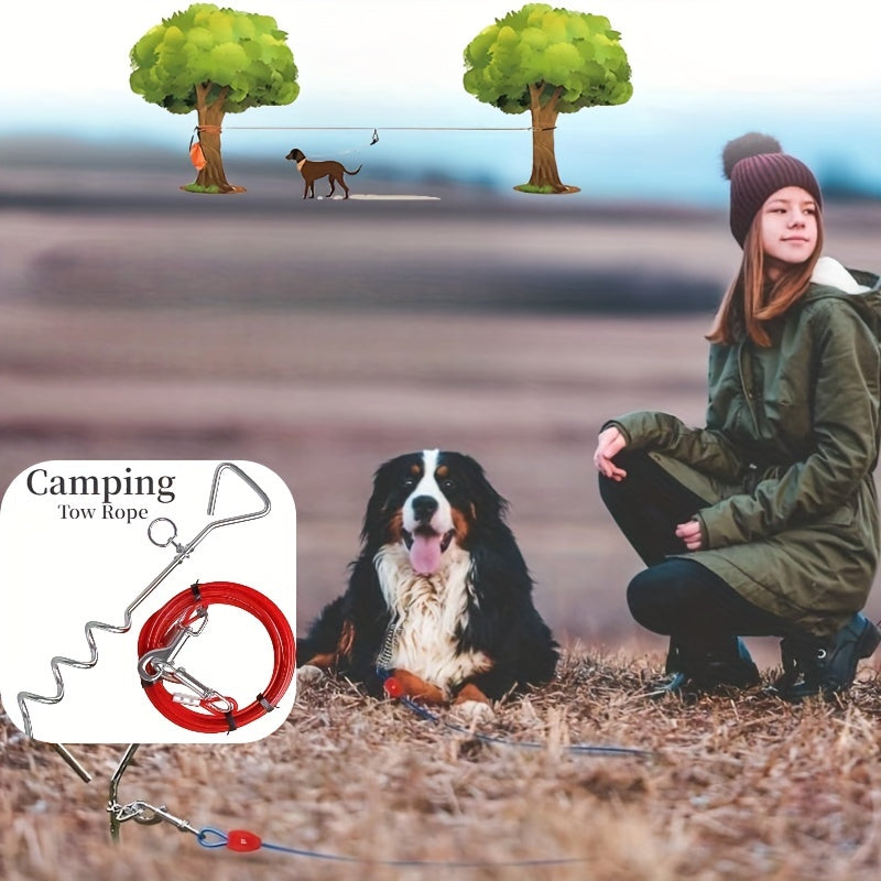 1pc Outdoor Pet Leash Emergency Double Buckle Wire Rope 39 88 Cm