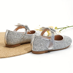 Sequin Bowknot Ballet Shoes For Girls Lightweight Non slip Dress Shoes