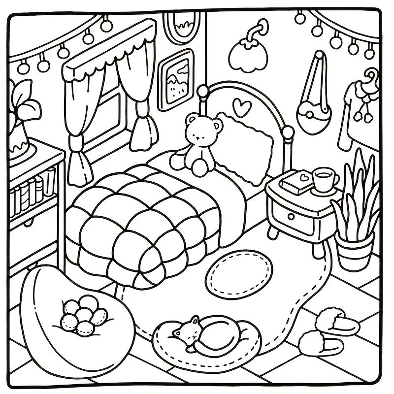 Relaxing Bathroom Scene Adult Coloring Book