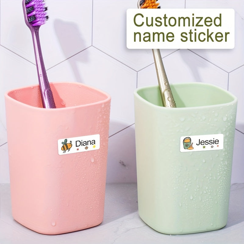 60 Personalized Name Stickers Waterproof Labels MEDIUM 3x1 for Children School