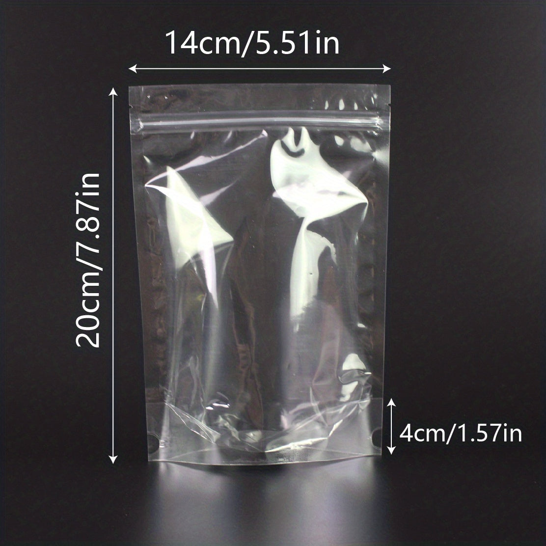50pcs Clear Stand Up Bags With Zipper for Food Storage Dried Fruit Snack Nut Tea