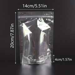 50pcs Clear Stand Up Bags With Zipper for Food Storage Dried Fruit Snack Nut Tea