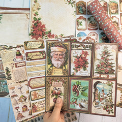 Vintage Christmas Santa Claus Scrapbook Papers - 12pcs Pack