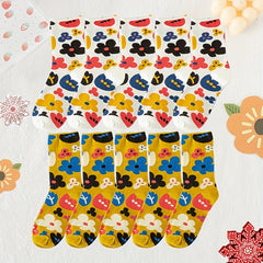 10 Pairs Floral Print Socks Women's Stockings