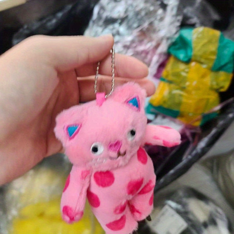 Cute Cat Plush Keychain Bag Pendant Polka Dot Cat Stuffed Animal Toy