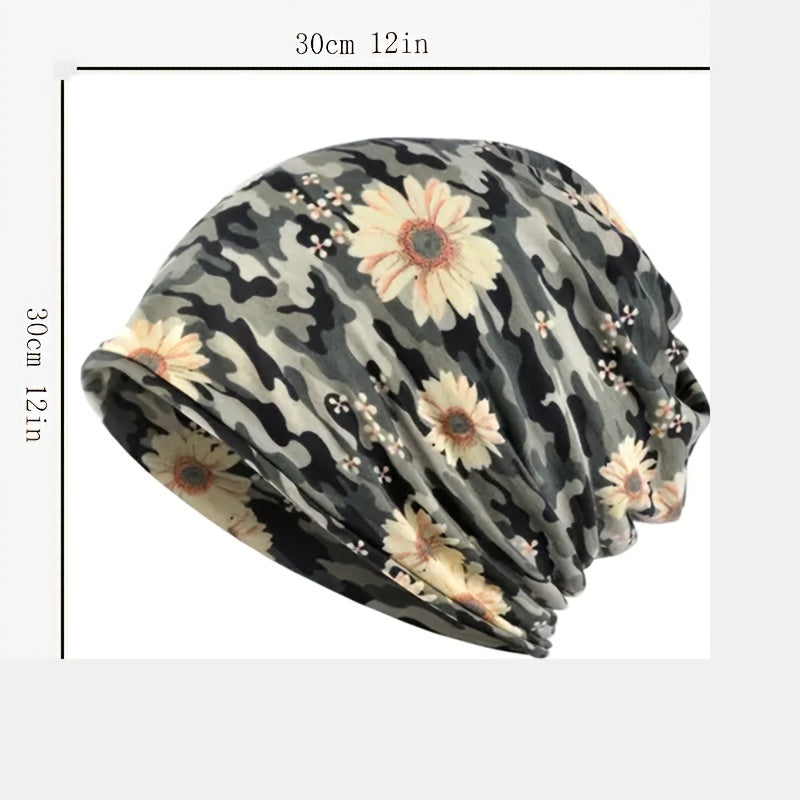 Flower Pattern Pullover Hat Winter Caps Casual Beanie Hip Hop Knitted Hat