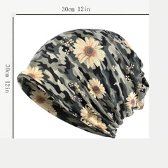 Flower Pattern Pullover Hat Winter Caps Casual Beanie Hip Hop Knitted Hat