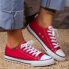 Women's Canvas Shoes Casual Preppy Style Lace Up Shoes Low Top