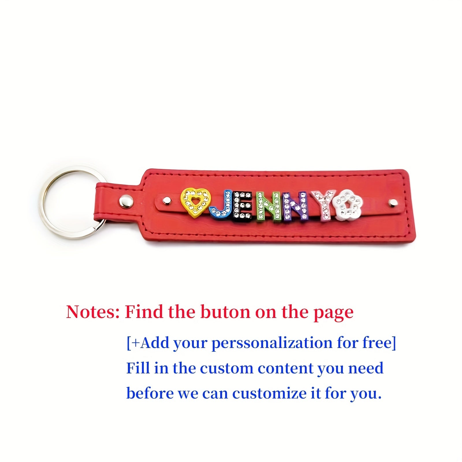 Personalized Red Pet Memorial Keychain with Rhinestone Letters