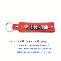 Personalized Red Pet Memorial Keychain with Rhinestone Letters