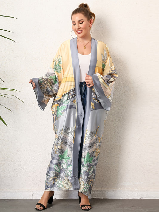 Floral Print Long Sleeve Cover Up with Belt
