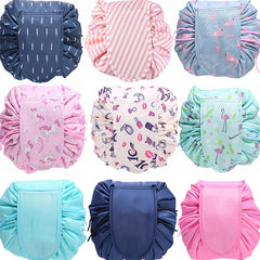 Drawstring Makeup Bag Flamingo Waterproof Travel Cosmetic Pouch