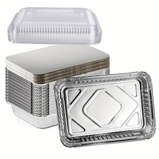 20Pcs 9x7 Aluminum Pans w/ Lids Take Out Containers