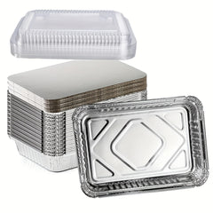20Pcs 9x7 Aluminum Pans w/ Lids Take Out Containers