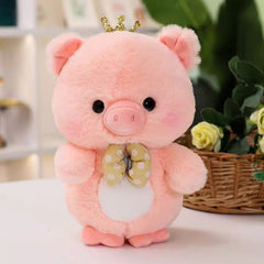 2pcs Plush Elephant Frog Duckling Piglet Toys Crown Bow Accents
