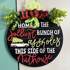 3D Crazy Christmas Holiday Funny Door Hanger Wooden Sign