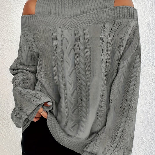  Sweater Women's Cable Cut Out Lantern Sleeve Jumper
