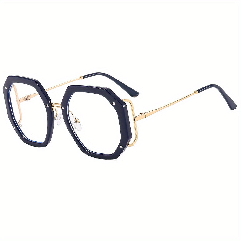 Anti Light Clear Lens Glasses Polygon Tortoiseshell Computer Glasses