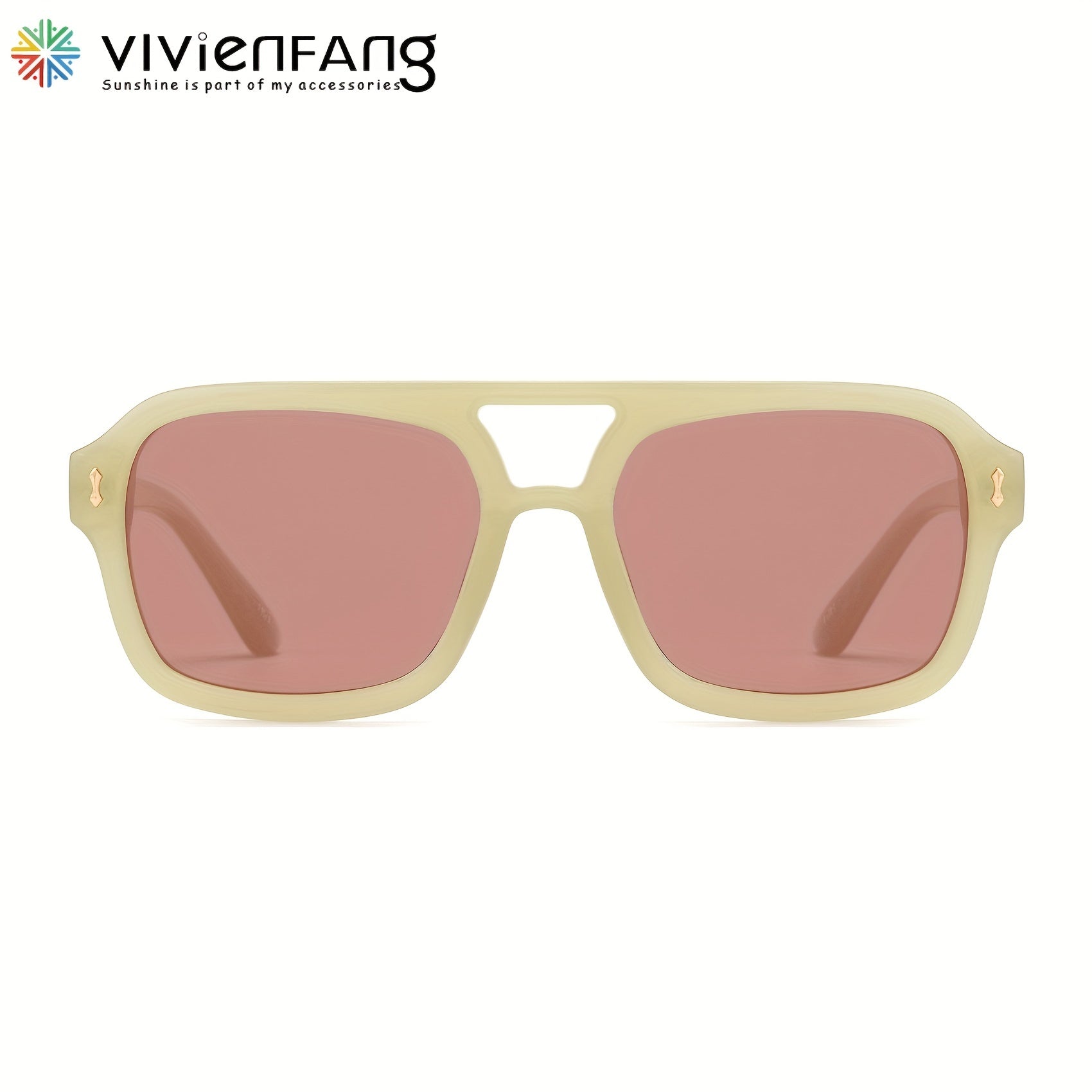 VIVIENFANG Square Aviator Sunglasses Polarized Vintage Pilot UV Protection