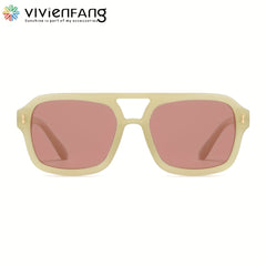 VIVIENFANG Square Aviator Sunglasses Polarized Vintage Pilot UV Protection