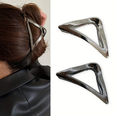 Triangle Shark Clip Silvery Hair Claw Nonslip Ponytail Holder
